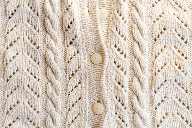 Closeup picture of knitted fabric with white buttons royalty free stock image