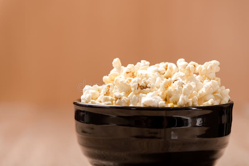 Closeup Popcorn in Bowl on Wood Table Stock Photo Image of table