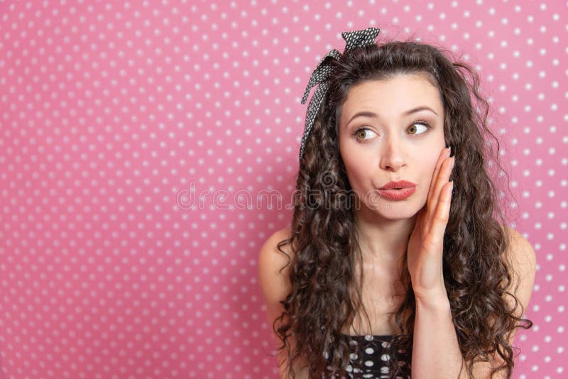 Closeup Portrait Of Beautiful Young Kinky Woman In Pin Up Style