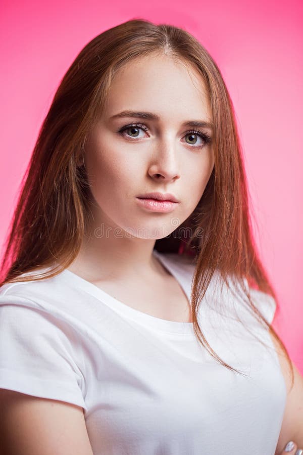 Closeup Portrait Of Cute Longhaired Teen Girl Stoc