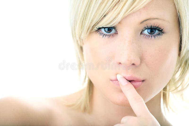 Closeup portrait beauty blonde woman