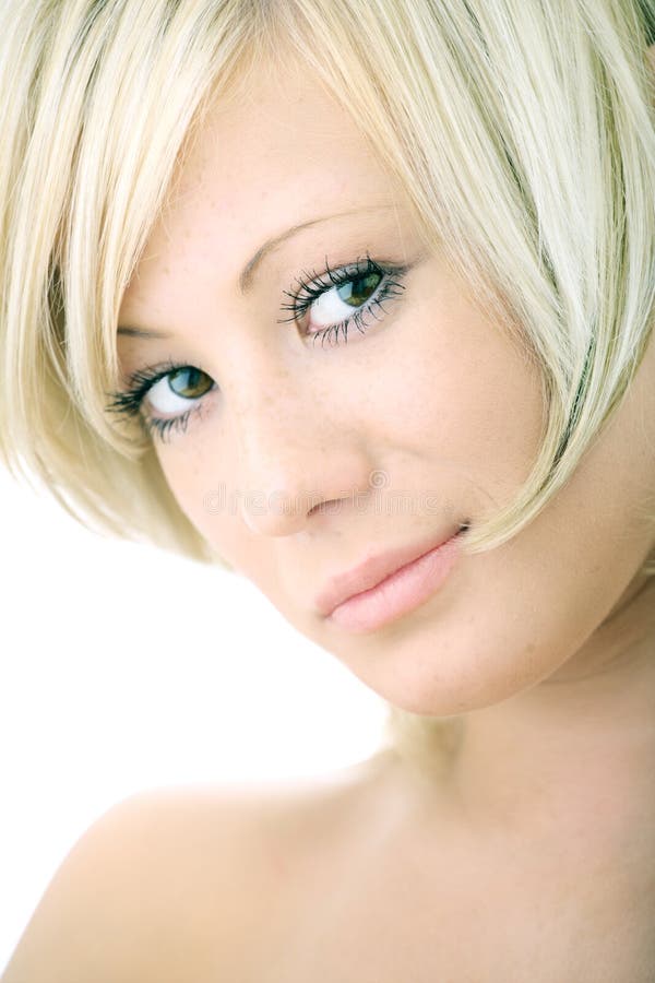 Closeup portrait beauty blonde woman