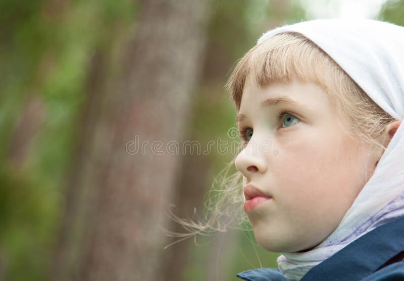 Closeup portrait of a preschooler girl outdoors royalty free stock image Closeup portrait of a preschooler girl outdoors royalty free stock image