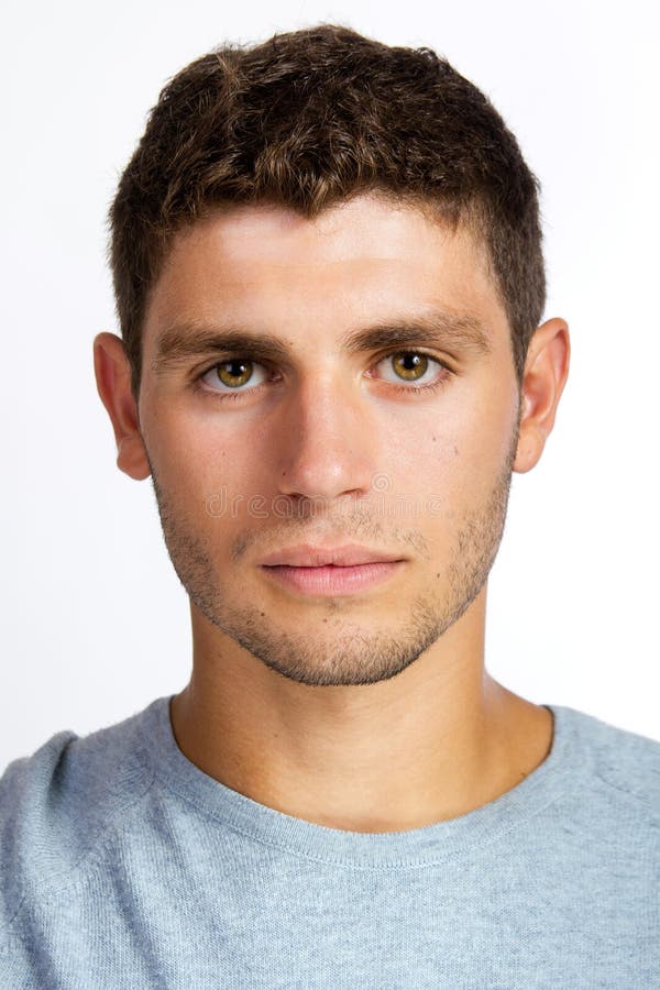 Closeup portrait of serious young man