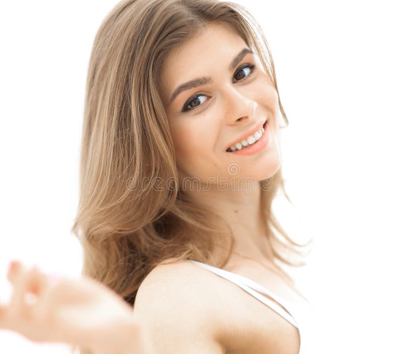 Closeup portrait of a young woman`s face with light make-up stock photography Closeup portrait of a young woman`s face with light make-up stock photography