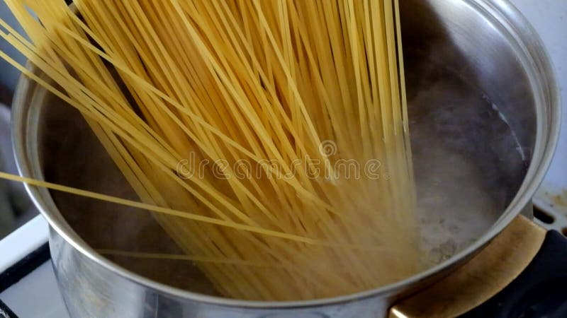 Closeup of preparing spaghetti