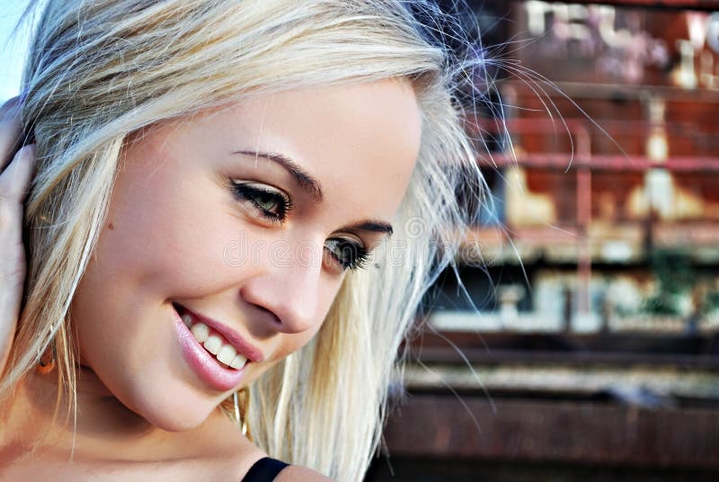 Closeup of pretty young girl smiling