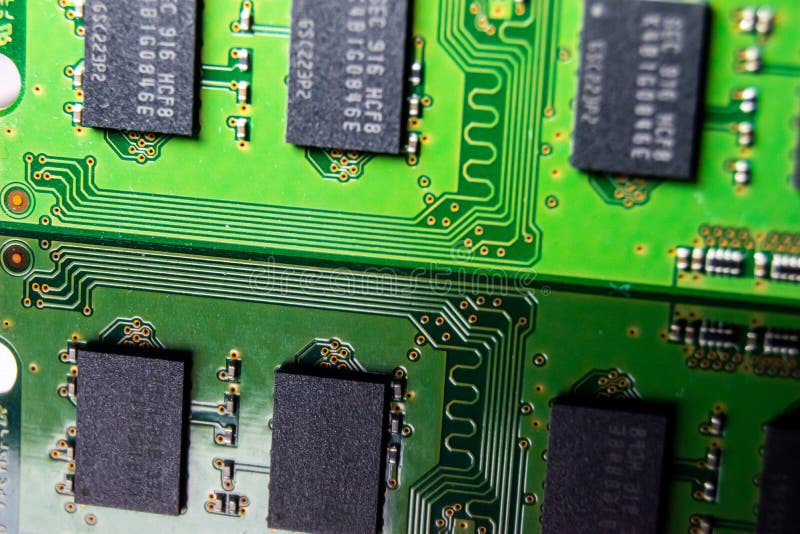 Closeup of a random access memory stick on the table under the lights royalty free stock photos