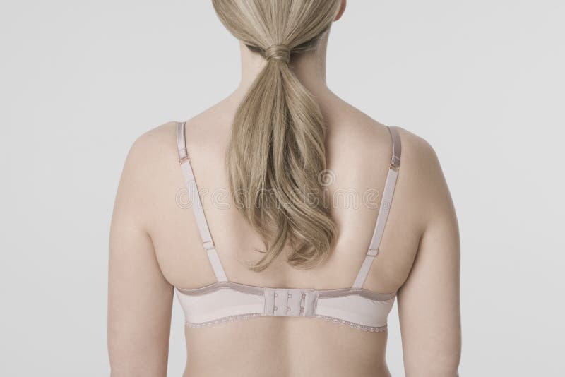 Closeup Rear View of Young Woman in Bra Stock Photo - Image of