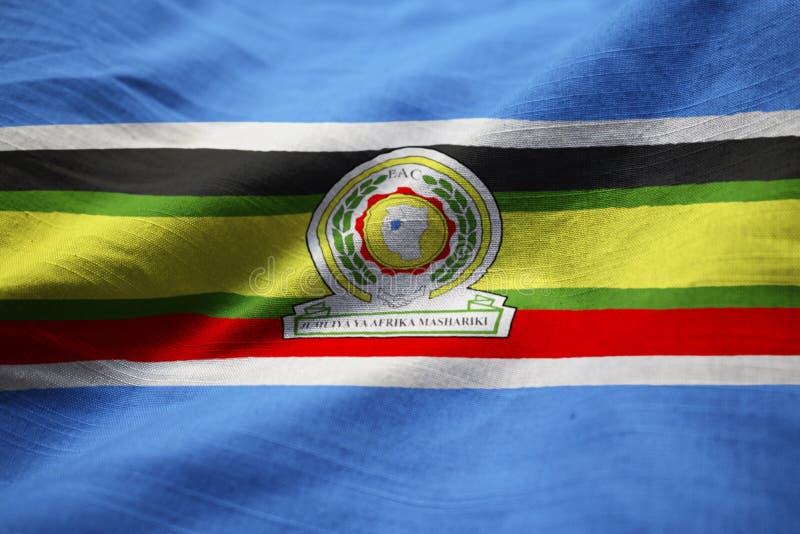 Closeup of Ruffled East African Community Flag, East African Community