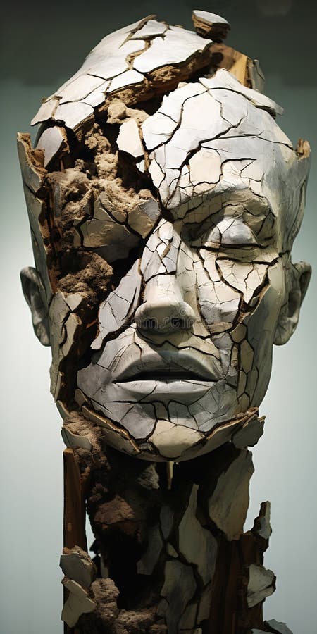 Closeup Sculpture Face Cracked Head Gorgeous Magazine Shattered royalty free illustration