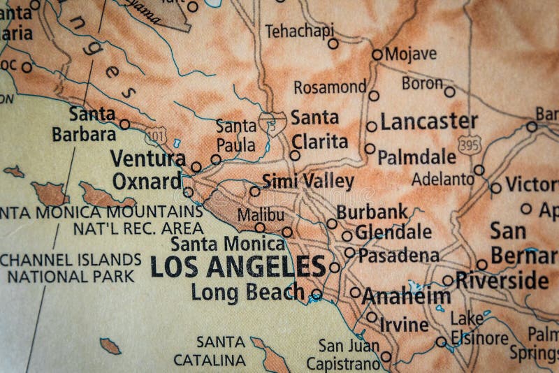 Los Angeles on California State Map. Detailed CA State Map with