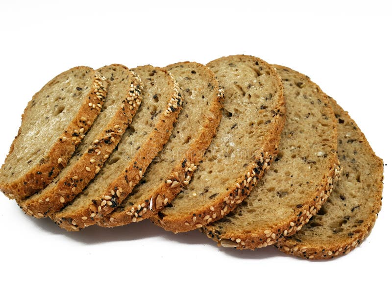 Closeup Shot of Healthy Multigrain Bread Isolated on White Background