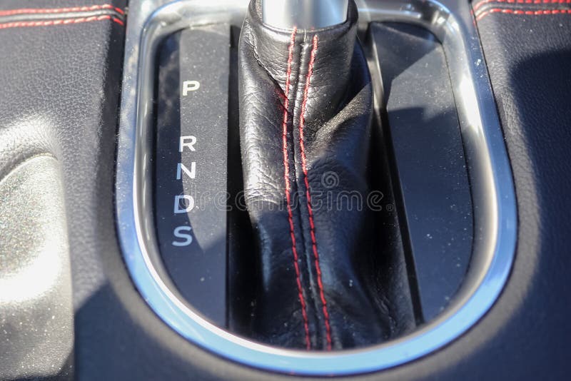 Closeup Shot of Leather Car Gear Lever Stock Photo Image of speed