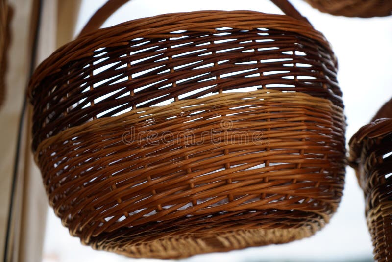 Closeup Shot of a Wicker Basket Stock Image Image of easter, brown