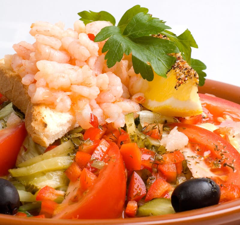 Closeup of a shrimp salad