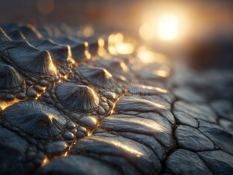 CloseUp Skin Krokodyli przy zachodzie słońca ilustracja wektor