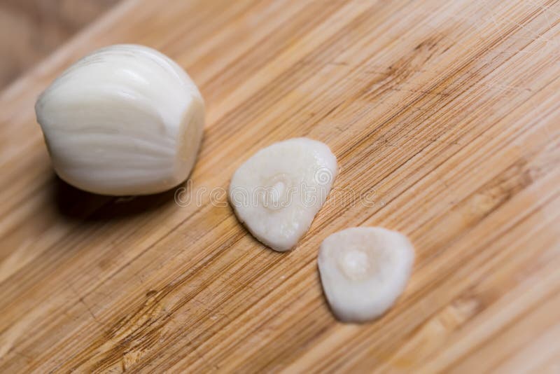 Closeup of a Sliced Garlic Glove Stock Image Image of garlic