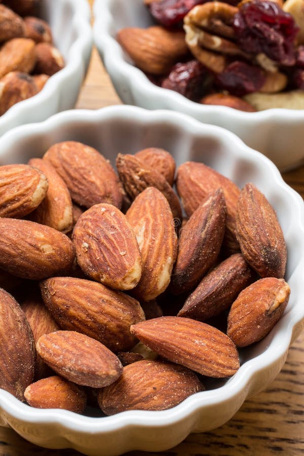 Closeup of Snack Bowls Full of Nuts Stock Photo Image of food
