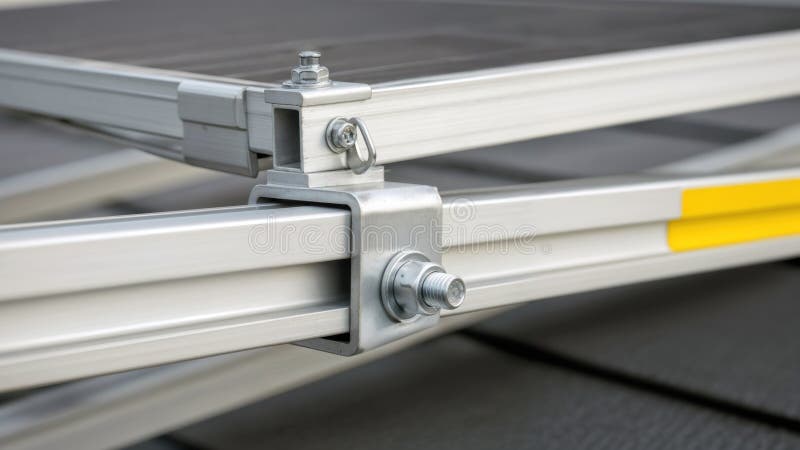 Solar Panel Mounting Bracket and Clamp Detail, generative ai vector illustration