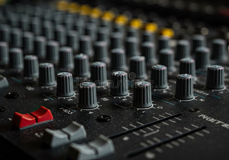 Audio Mixer Console Buttons and Faders vector illustration