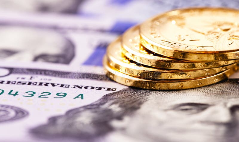 Stack metal coins stock photos