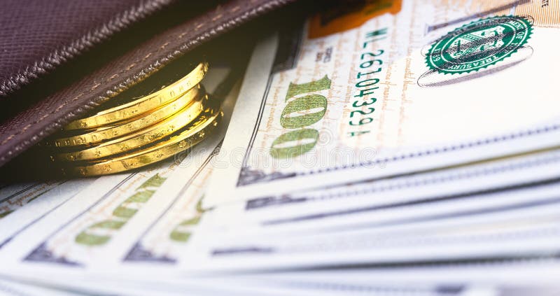 Stack metal coins stock photo