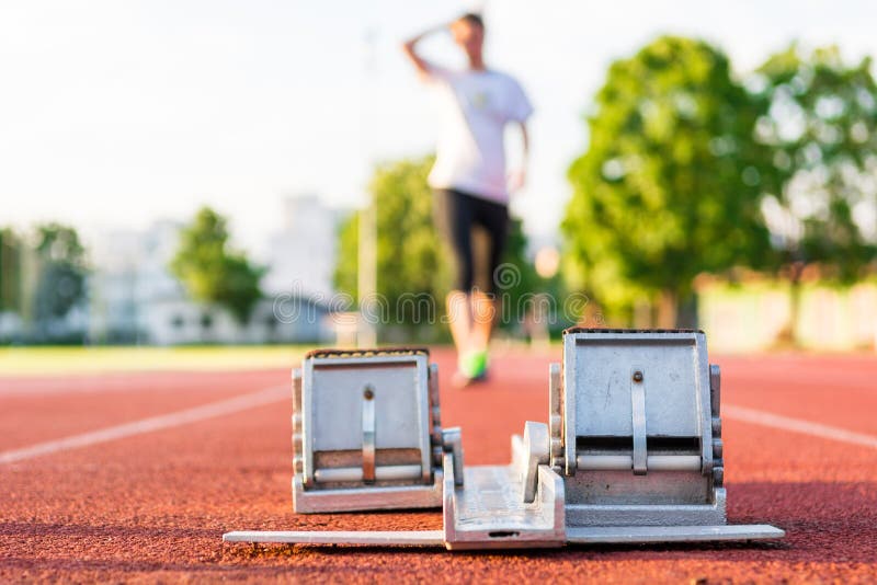 Closeup of a starting block.