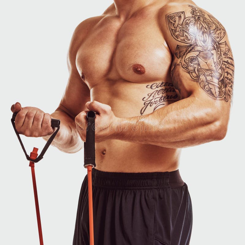 Strong muscular bodybuilder stock photo