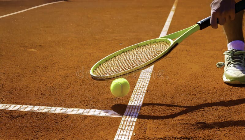 Closeup of a tennis players hand gripping a yellow racket vector illustration