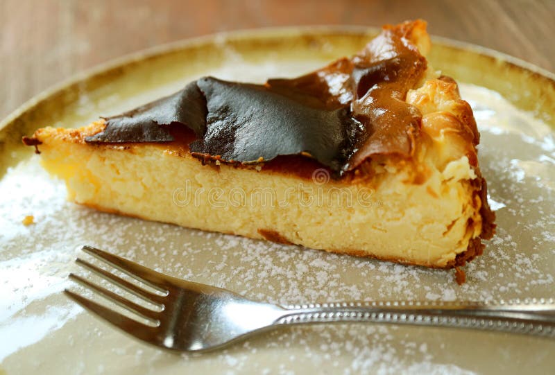 Closeup the Texture of a Delectable Homemade Basque Burnt Cheesecake