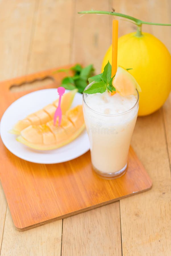 Milk Melon Smoothie in Glass Stock Photo Image of green, herb 162175748