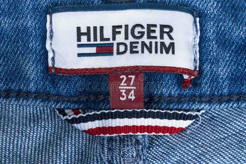 Weigeren kalmeren herfst Closeup of Tommy Hilfiger Label on Blue Jeans. Tommy Hilfiger is Lifestyle  Brand. Hilfiger Denim Editorial Photography - Image of label, leather:  101503007