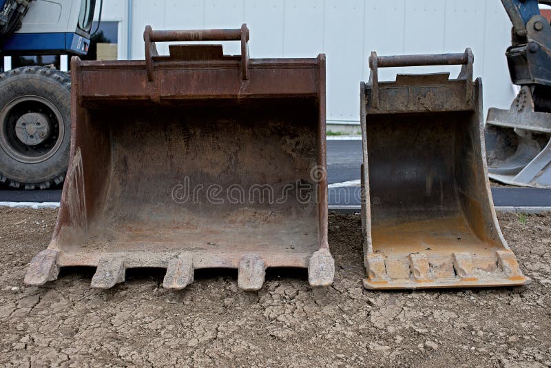 Closeup of Two Excavator Buckets Stock Photo Image of hydraulic, iron