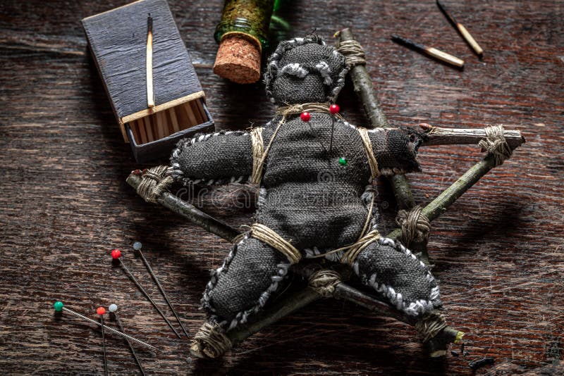 Unique Voodoo Doll Burned with Fire As Harming Stock Image Image of