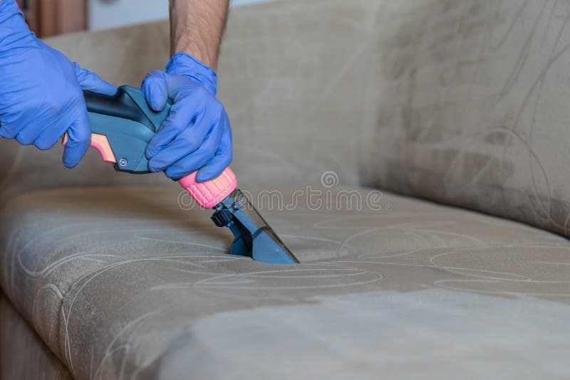 Closeup of Upholstered Sofa Chemical Cleaning Stock Photo Image of
