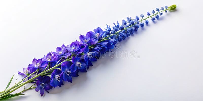 Closeup Vibrant Larkspur Flower Spikes a Stunning Macro Flat Lay med mångsidiga designprogram för vår och royaltyfri illustrationer