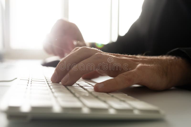 Closeup view of computer programmer working royalty free stock photography