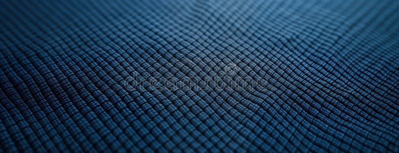 Closeup view of dark blue textured fabric. Fabric woven wicker pattern. Shows detailed structure of fibers, threads. Dense weave vector illustration