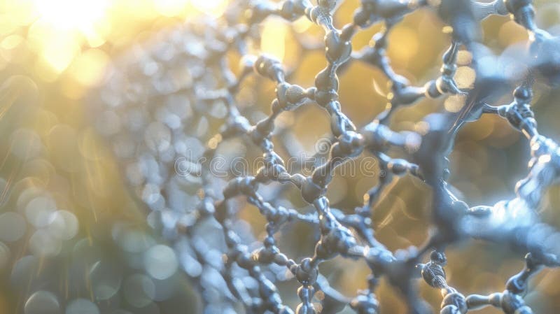 A closeup view of a DNAbased nanostructure reveals a finely tuned and organized mesh of thin fibers. The interlocking royalty free stock image