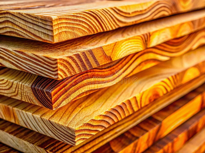 Closeup View of a Plywood CrossSection Unveiling Intricate Wood Grain Patterns and Layered Structure in Stunning Macro stock illustration