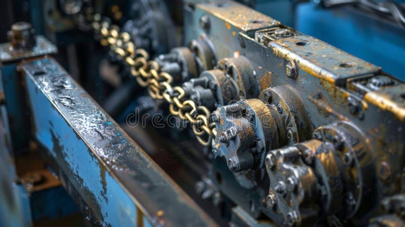 A closeup view of the tingedge machinery used to produce aerographite on a large scale. The automated process involves stock photos