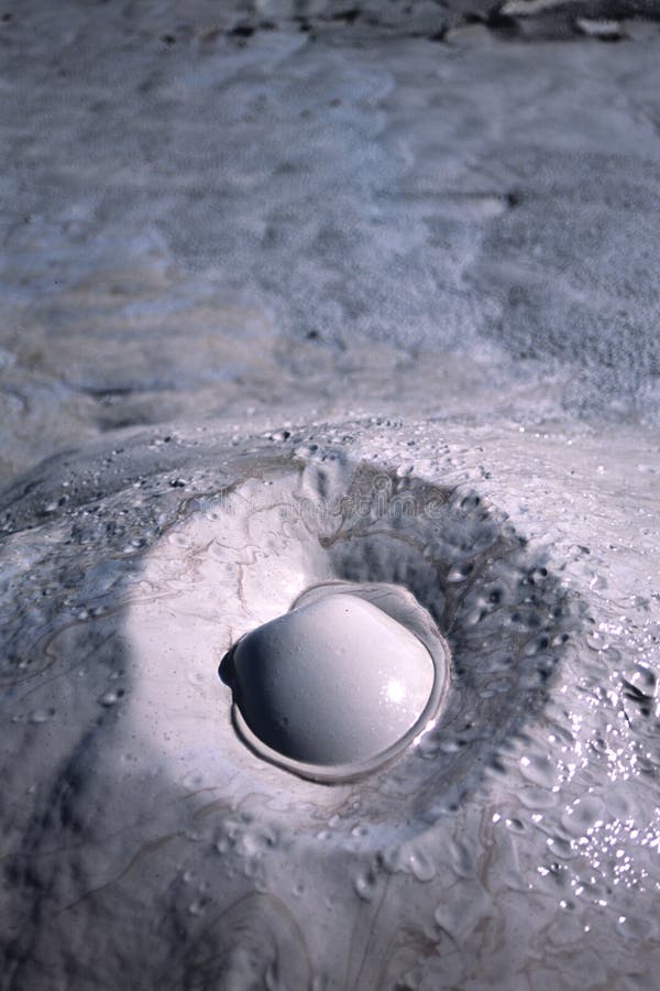 Closeup with volcano bubble