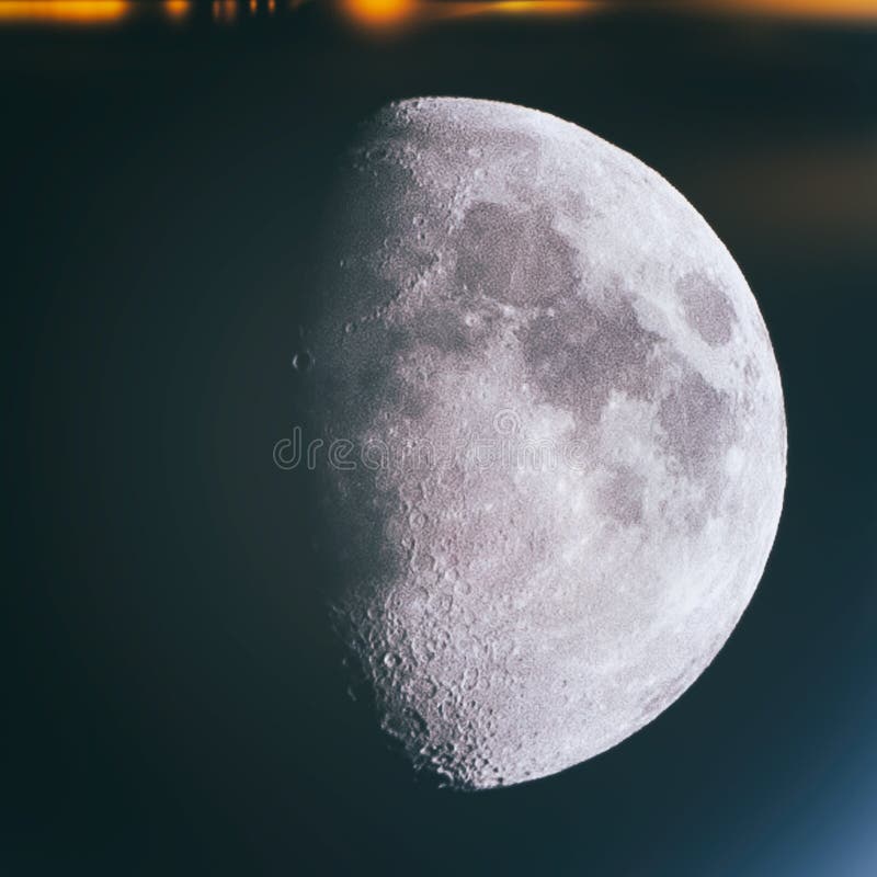 Closeup of the Waxing Gibbous Phase of the Moon Stock Image Image of