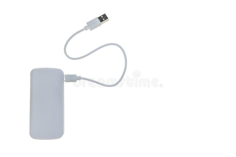 White generic mobile phone powerbank charger isolated on white background with copy space on right royalty free stock photography White generic mobile phone powerbank charger isolated on white background with copy space on right royalty free stock photography