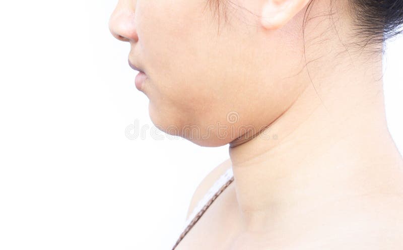 Closeup woman fat on second chin, health care and beauty concept royalty free stock photography Closeup woman fat on second chin, health care and beauty concept royalty free stock photography