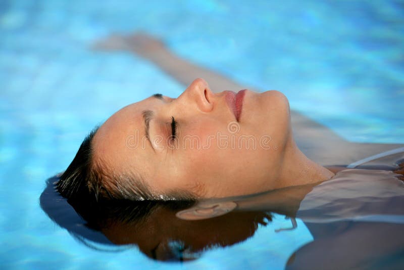 Closeup of woman in pool