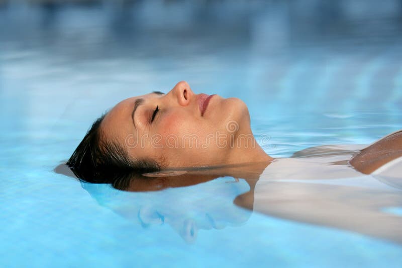 Closeup of woman in pool