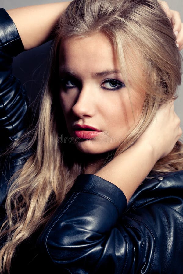 Long Blonde Hair Beautiful Blue Eyes Woman Fa Stock Photo - Image of ...