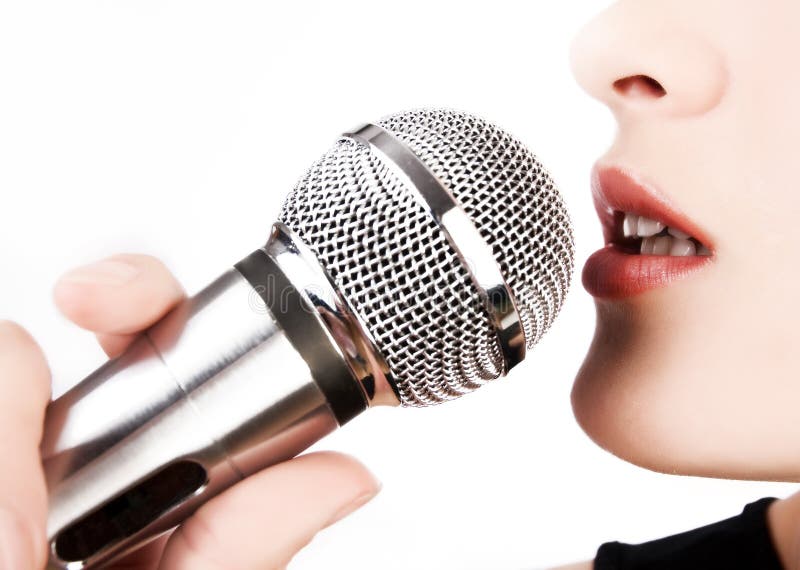 Closeup of woman singing